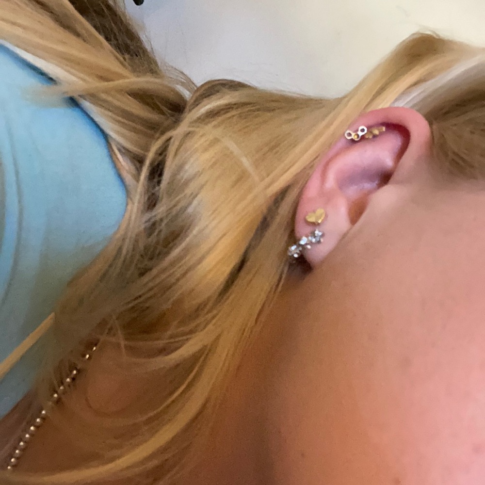 Sterling silver floral huggy hoops